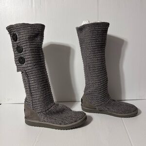 UGG S/N 5819 gray knit tall boots winter women size 8